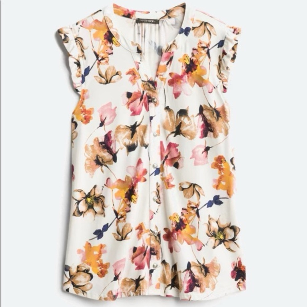 Papermoon Sleeveless Blouse in Cream and Pink
